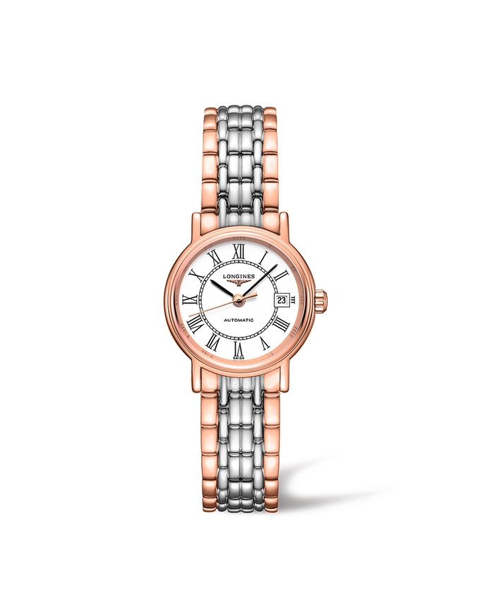 Longines L4.321.1.11.7 : Presence 25.5 Automatic PVD Red / White - Roman / Bracelet