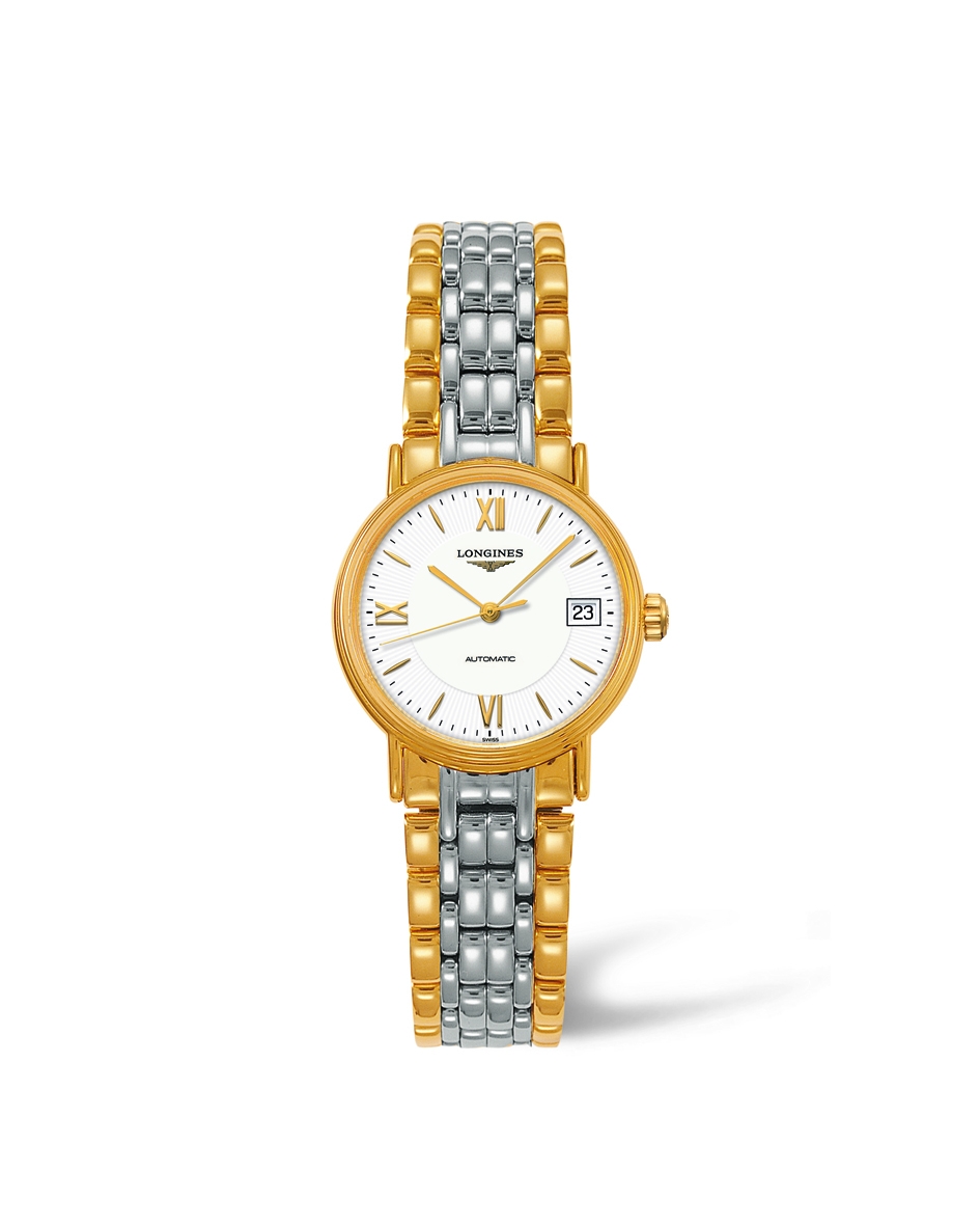 Longines L4.321.2.15.7 : Presence 25.5 Automatic PVD Gold / White - Mixed / Bracelet