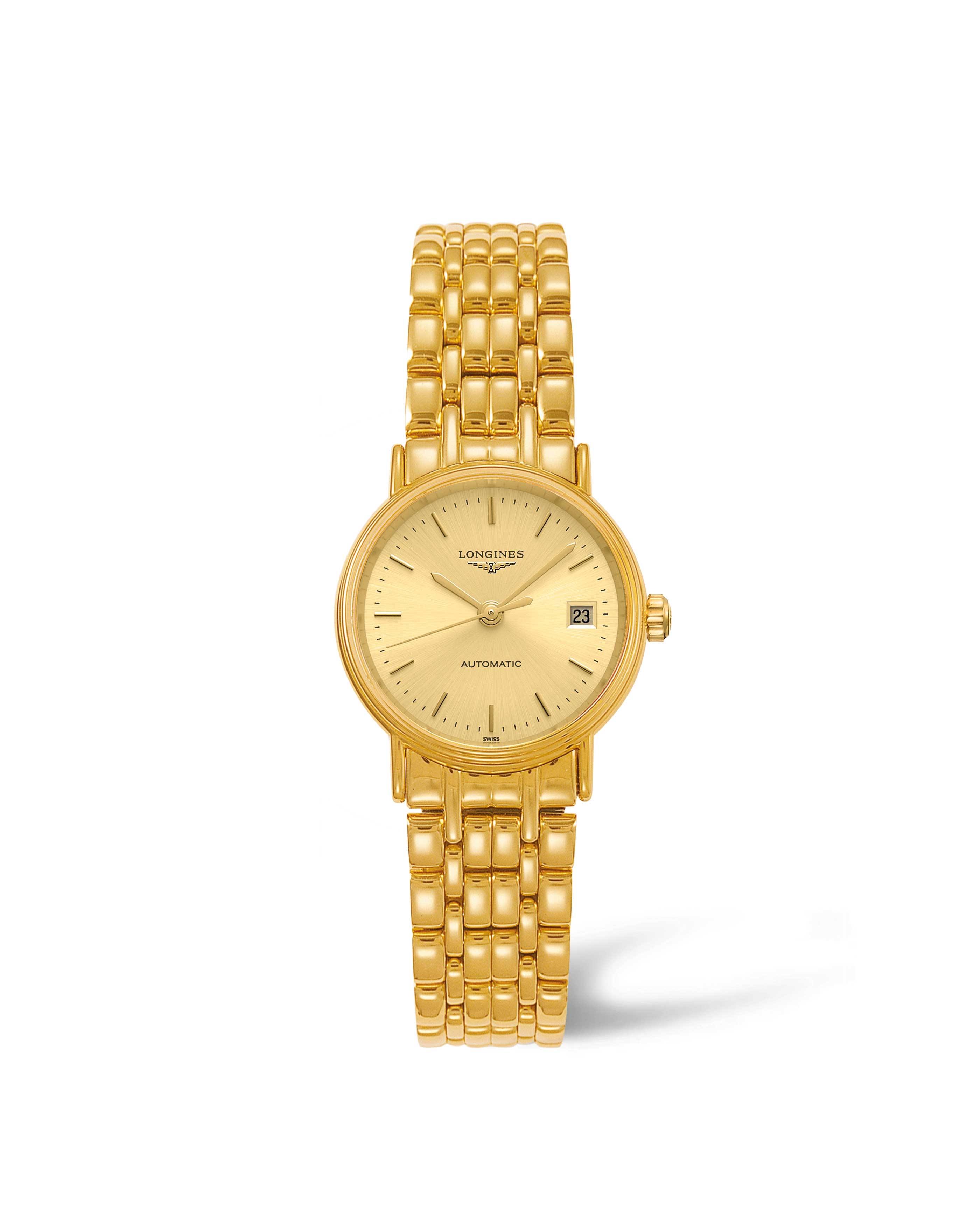 Longines L4.321.2.32.8 : Presence 25.5 Automatic PVD Gold / Champagne / Bracelet
