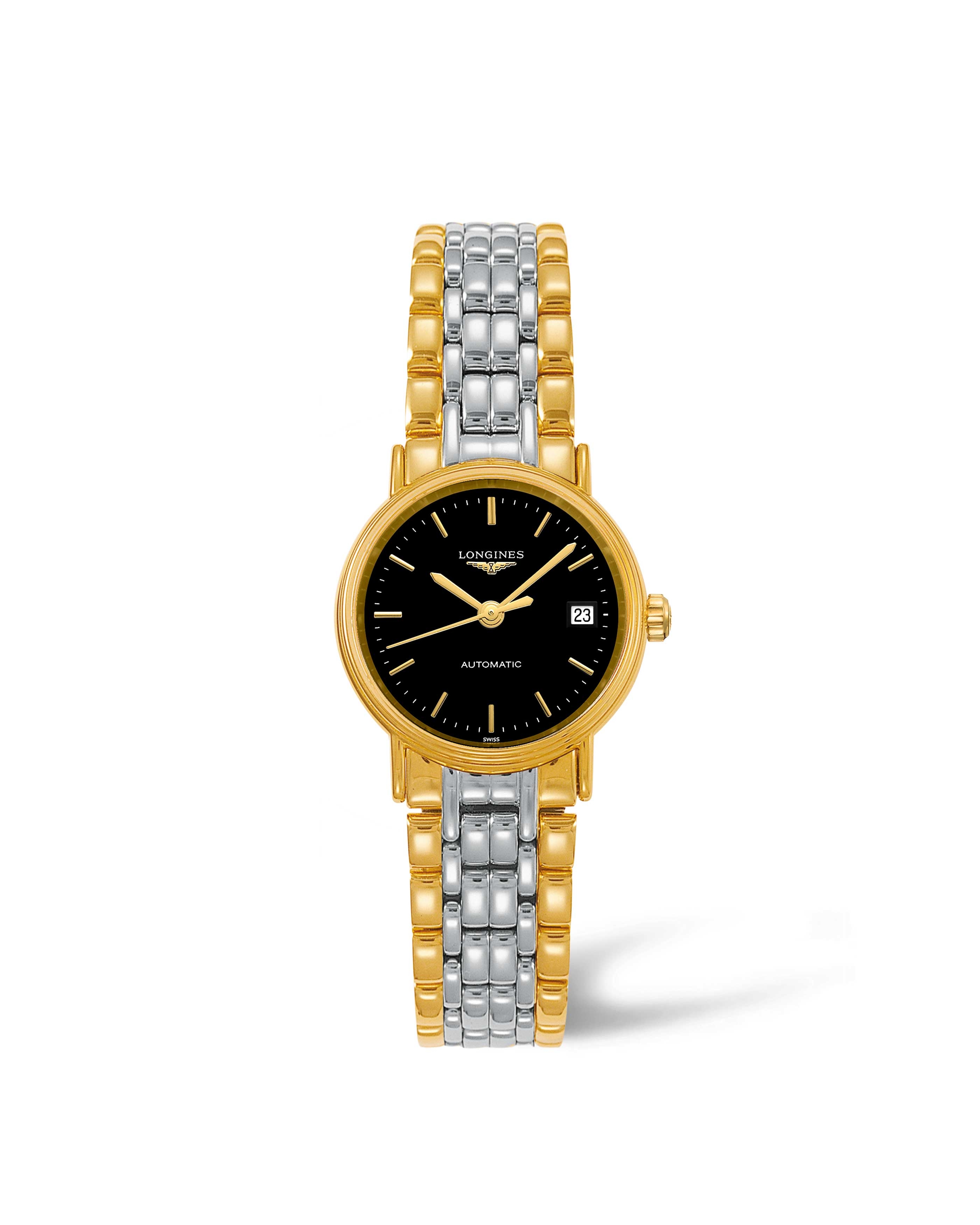 Longines L4.321.2.52.7 : Presence 25.5 Automatic PVD Gold / Black / Bracelet