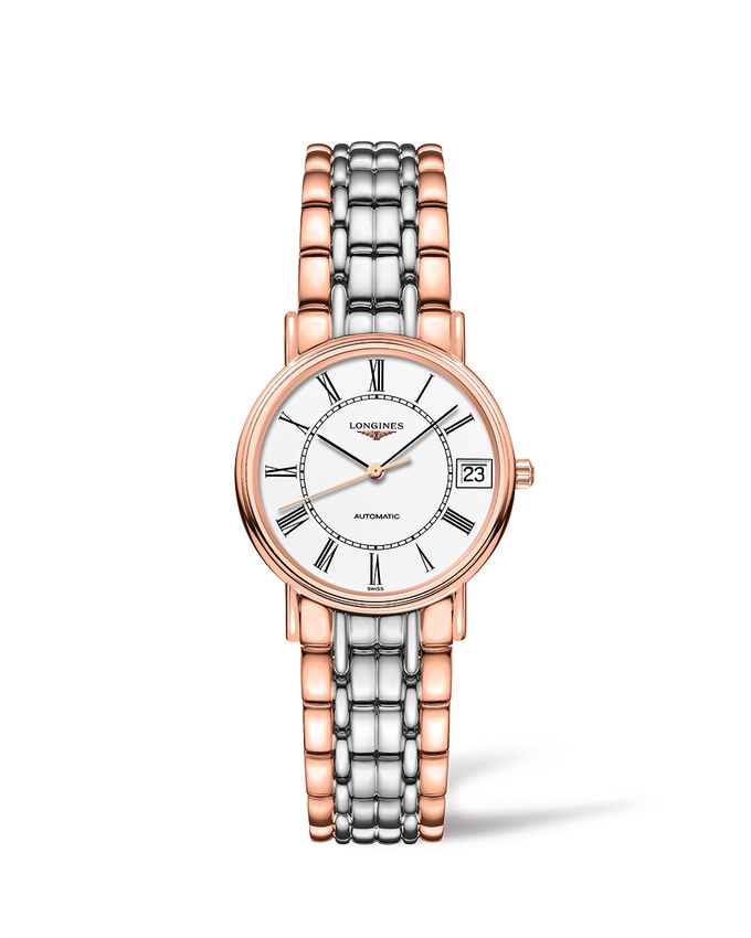 Longines L4.322.1.11.7 : Presence Automatic 30 PVD Red / White - Roman / Bracelet