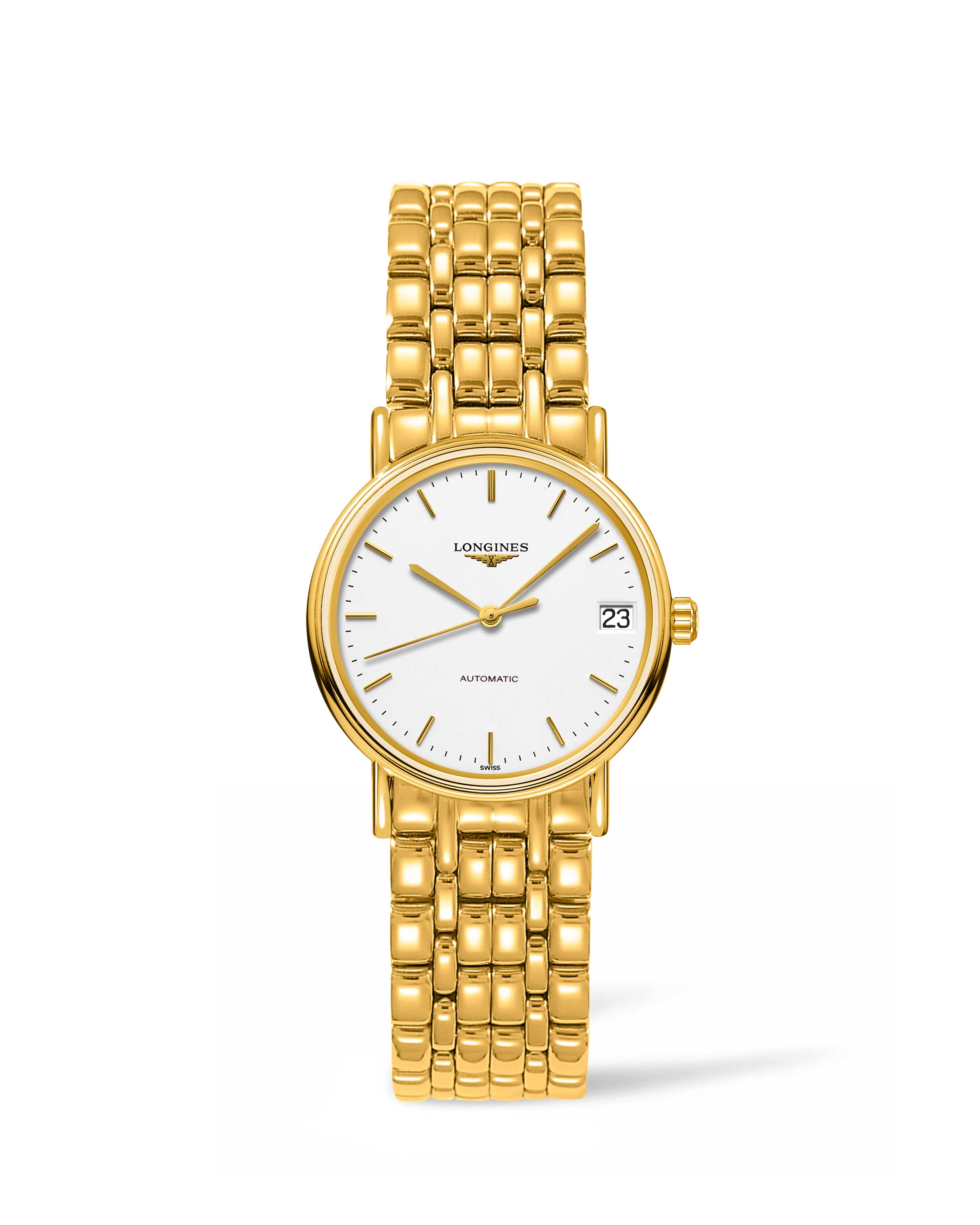 Longines L4.322.2.12.8 : Presence Automatic 30 PVD Gold / White / Bracelet
