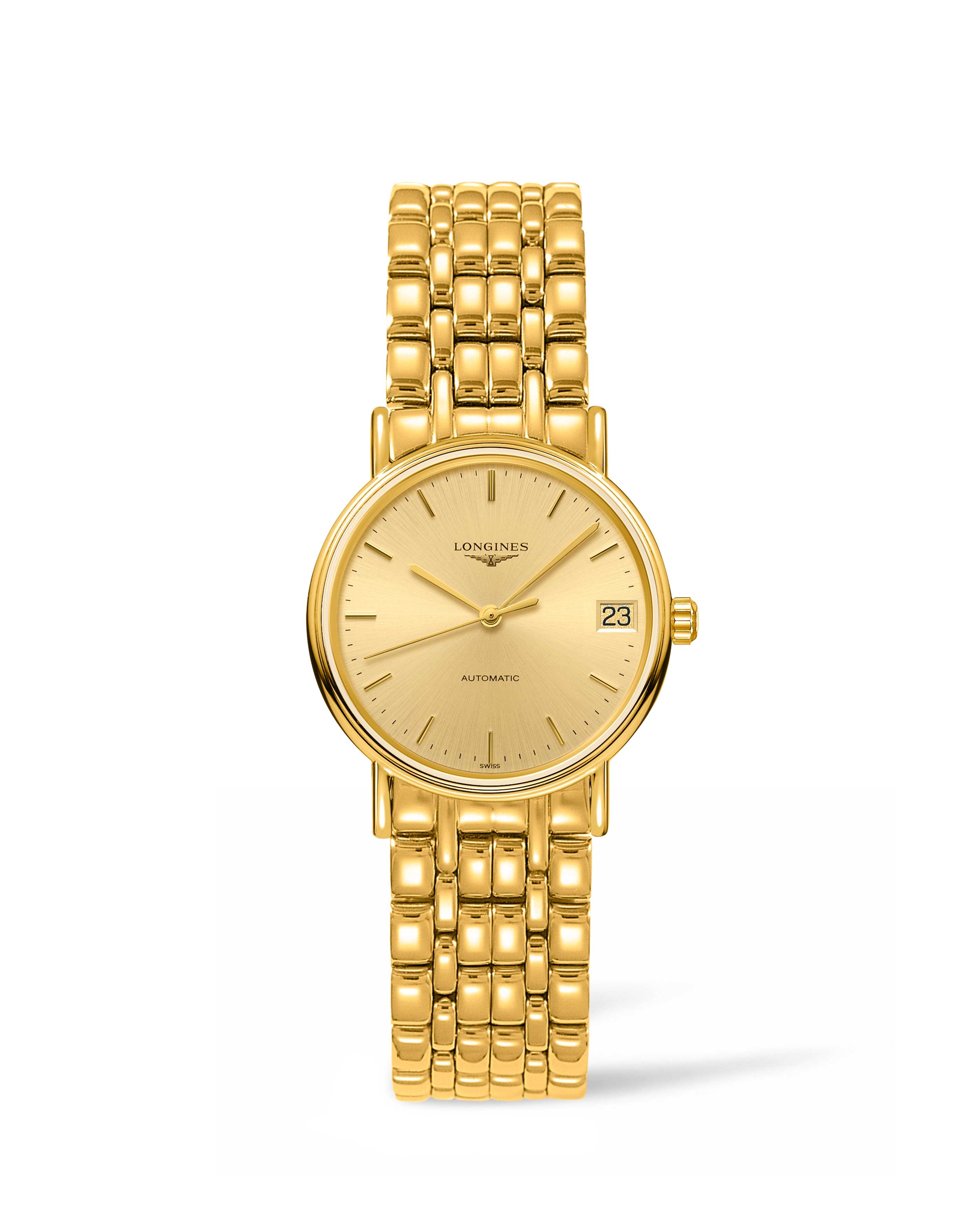 Longines L4.322.2.32.8 : Presence Automatic 30 PVD Gold / Champagne / Bracelet