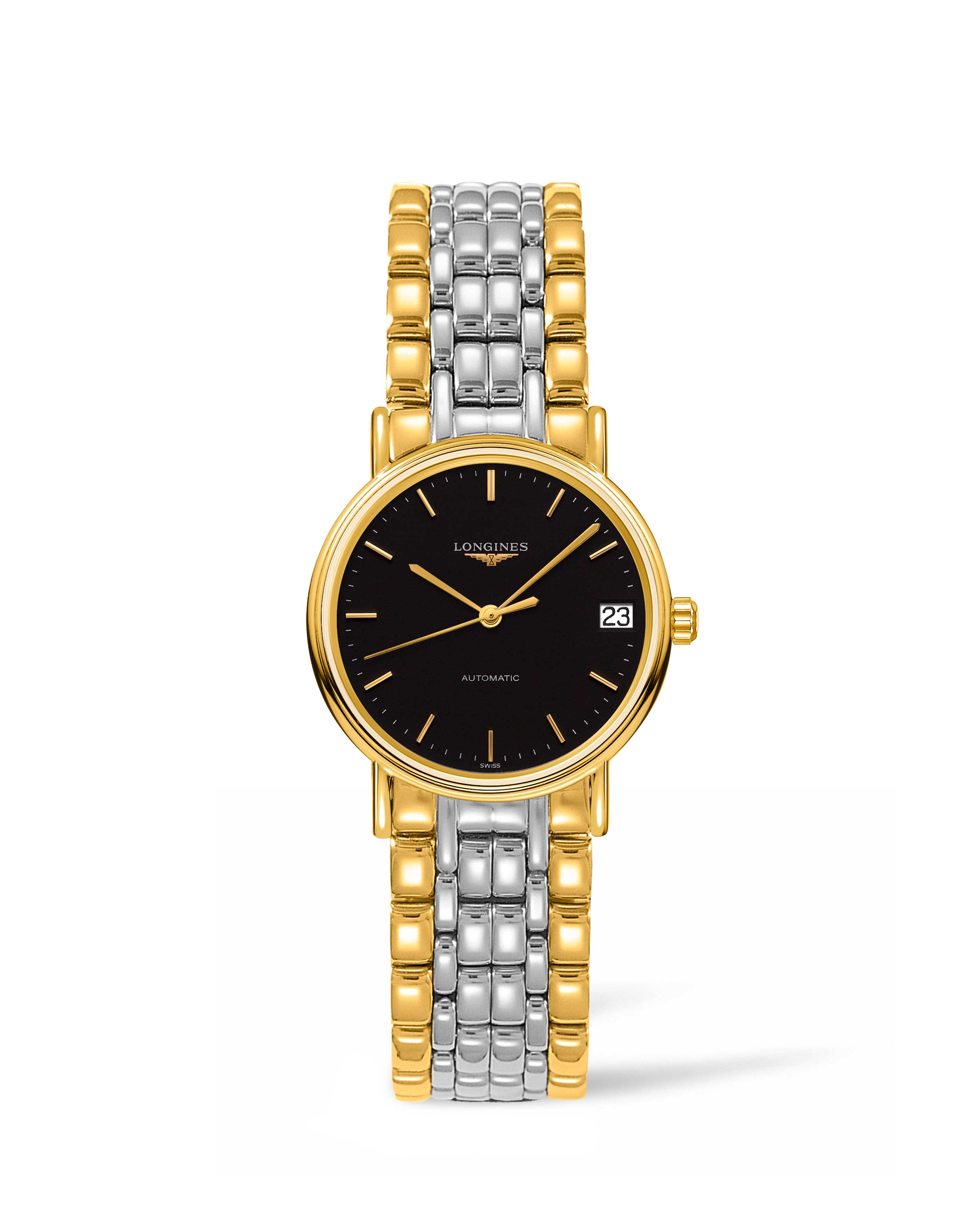 Longines L4.322.2.52.7 : Presence Automatic 30 PVD Gold / Black / Bracelet