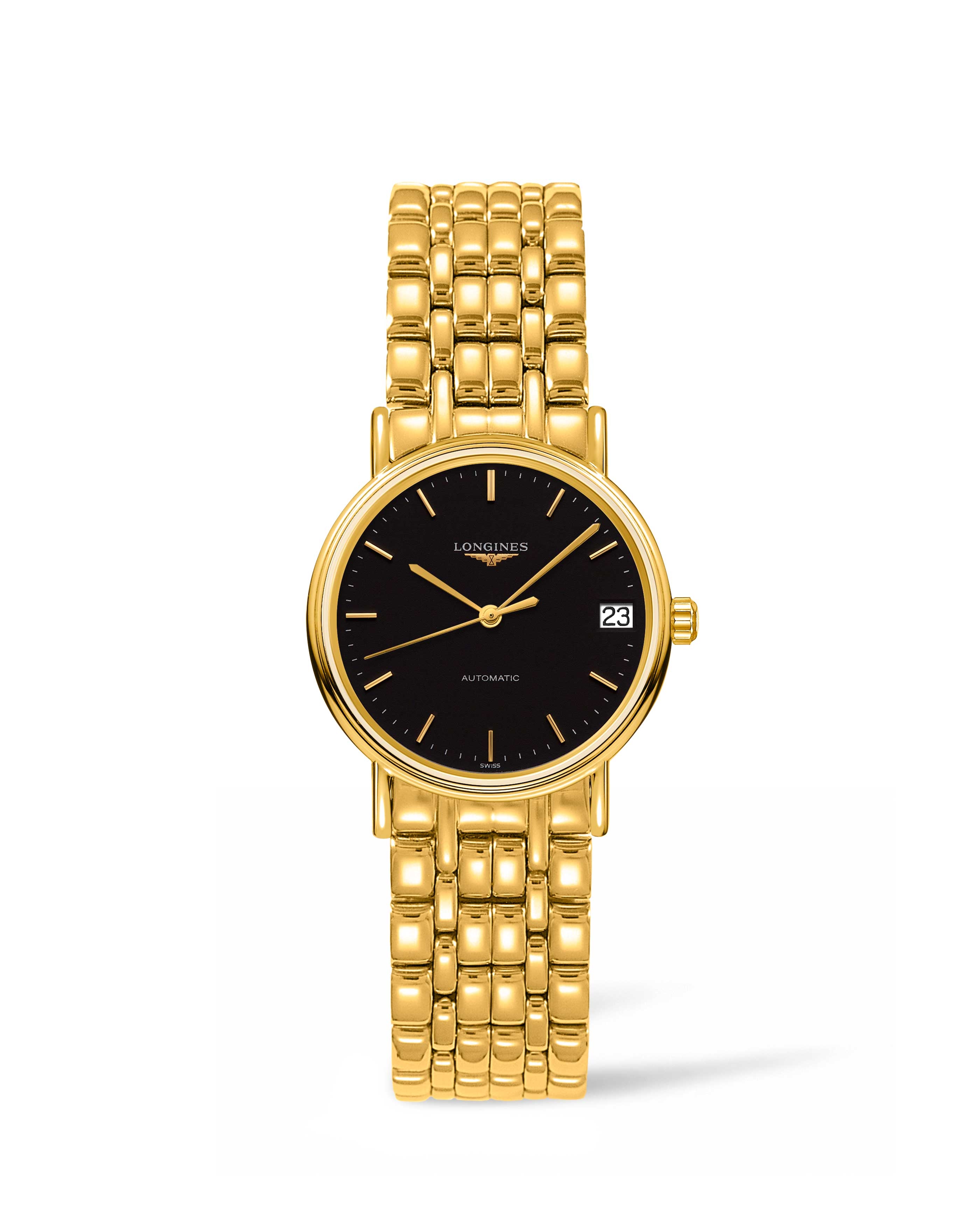 Longines L4.322.2.52.8 : Presence Automatic 30 PVD Gold / Black / Bracelet