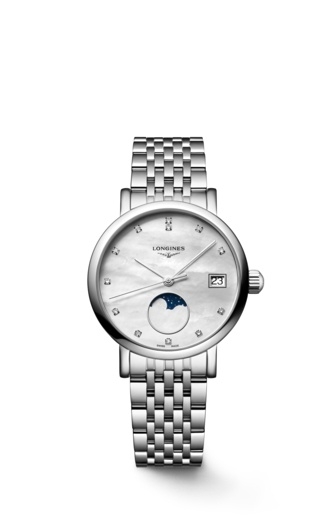 Longines L4.330.4.87.6 : Elegant Collection Moonphase 30 Stainless Steel / MOP / Bracelet
