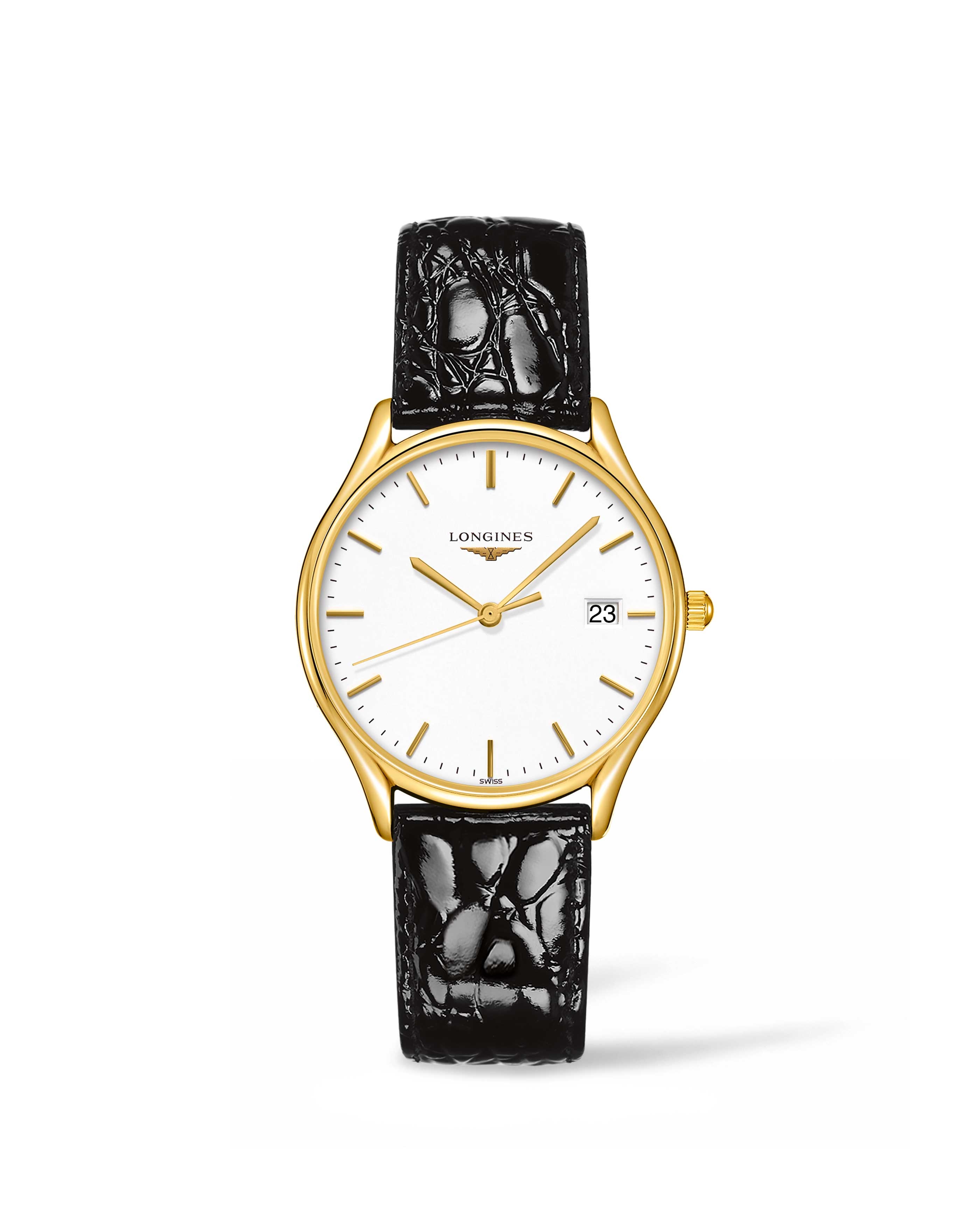 Longines L4.359.2.12.2 : Lyre Quartz 32 Yellow Gold PVD / White / Strap