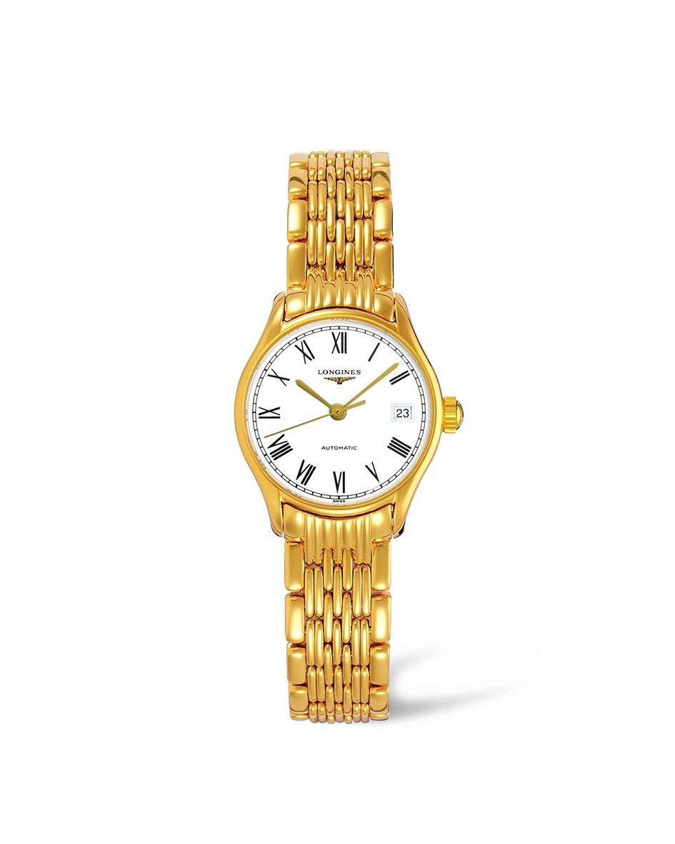 Longines L4.360.2.11.8 : Lyre 25 Automatic PVD Gold / White - Roman / Bracelet