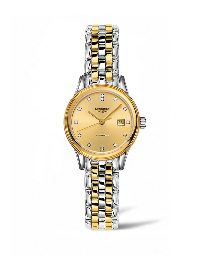 Longines L4.374.3.37.7 : Flagship 30 Stainless Steel - Yellow Gold / Gilt - Diamond / Bracelet
