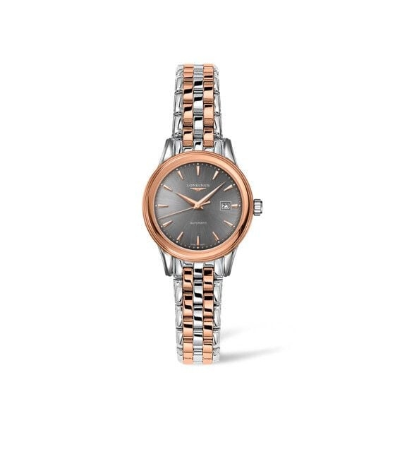 Longines L4.374.3.78.7 : Flagship 30 Stainless Steel - Pink Gold / Grey / Bracelet