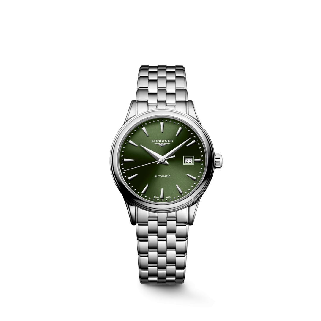 Longines L4.374.4.02.6 : Flagship 30 Stainless Steel / Green / Bracelet