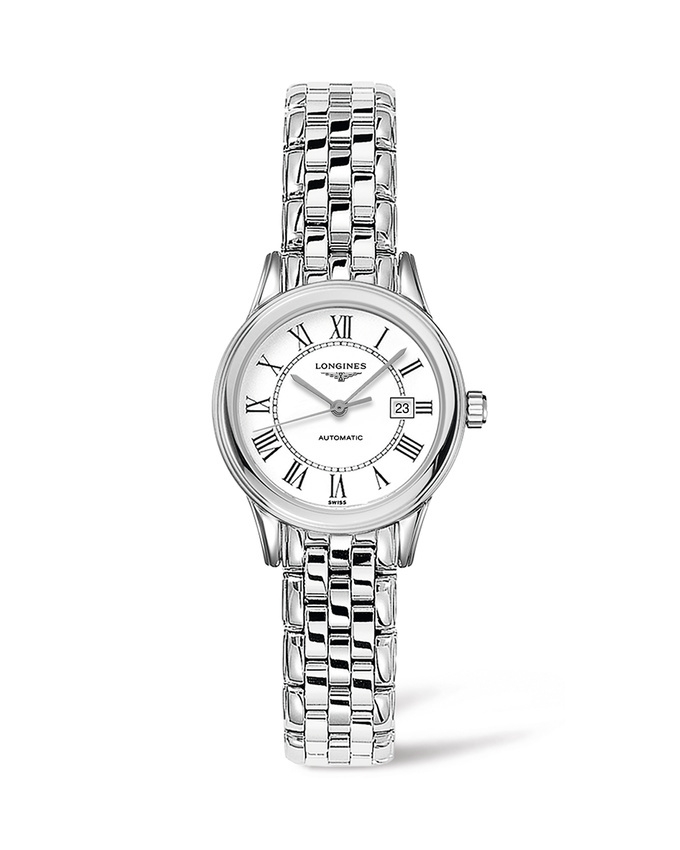 Longines L4.374.4.21.6 : Flagship 30 Stainless Steel / White - Roman / Bracelet