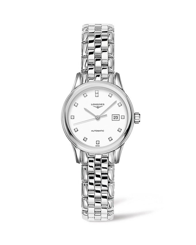Longines L4.374.4.27.6 : Flagship 30 Stainless Steel / White - Diamond / Bracelet