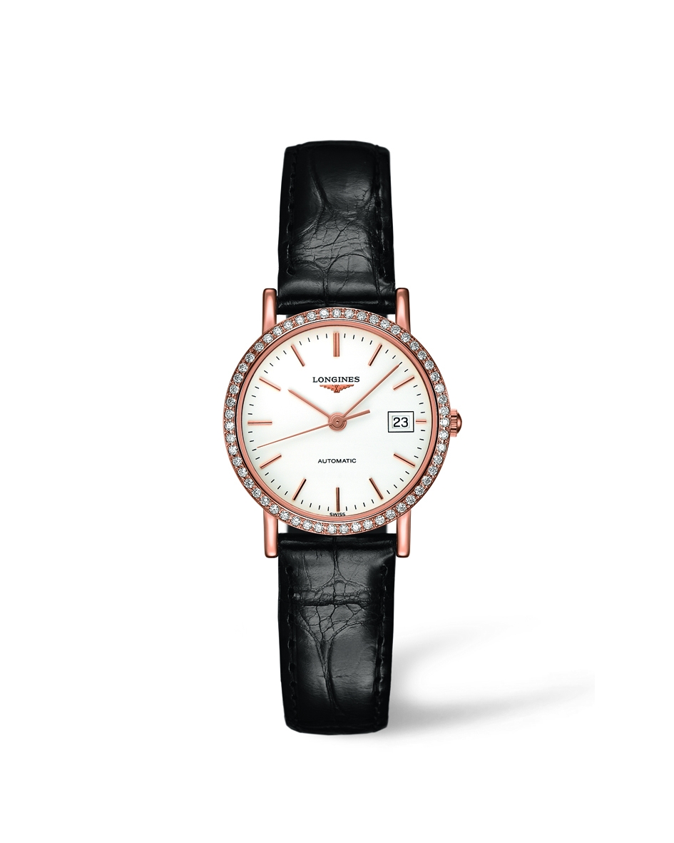 Longines L4.378.9.12.0 : Elegant Collection Automatic 27.2 Pink Gold / Diamond / White