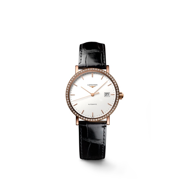 Longines L4.378.9.12.4 : Elegant Collection Automatic 27.2 Pink Gold - Diamond / White
