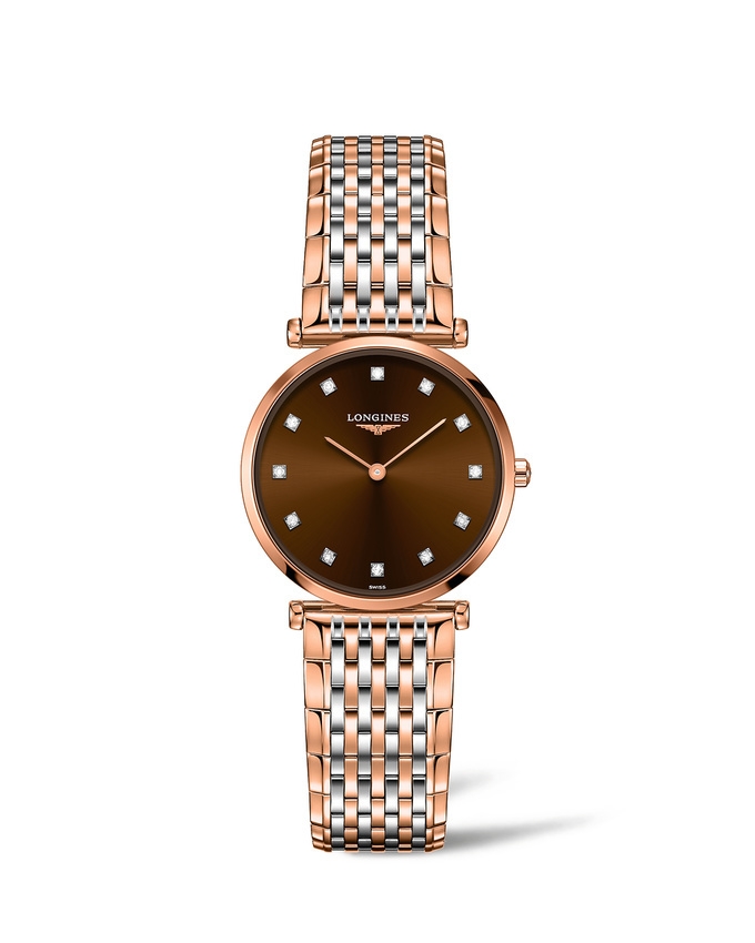 Longines L4.512.1.67.7 : La Grande Classique Quartz 29 Stainless Steel / Red Gold PVD / Brown