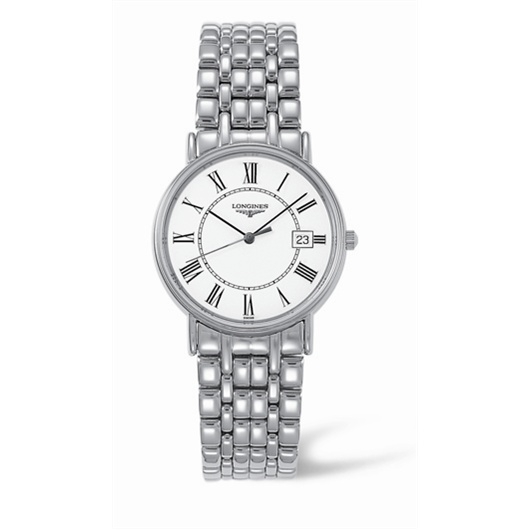 Longines L4.720.4.11.6 : Presence 33 Quartz Stainless Steel Roman Bracelet