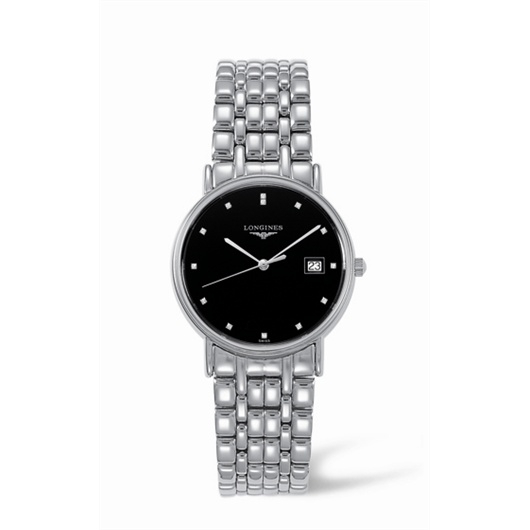 Longines L4.720.4.97.6 : Presence 33 Quartz Stainless Steel Black