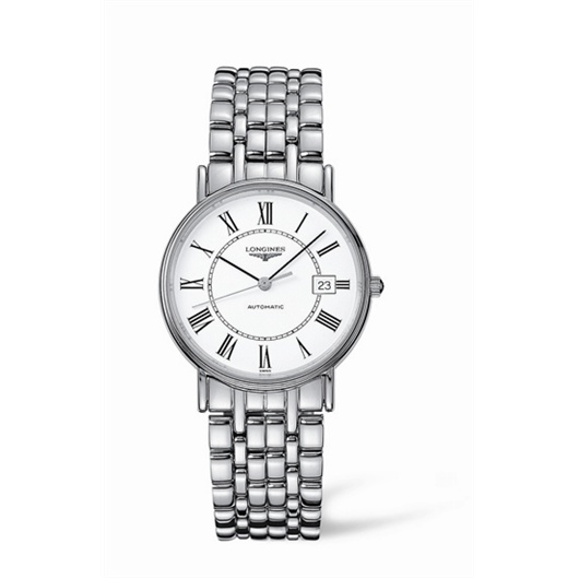 Longines L4.721.4.11.6 : Presence 34.5 Automatic Stainless Steel Roman Bracelet