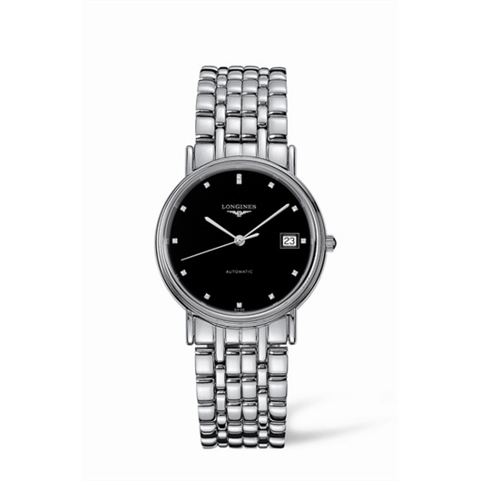 Longines L4.721.4.97.6 : Presence 34.5 Automatic Stainless Steel Black Diamond