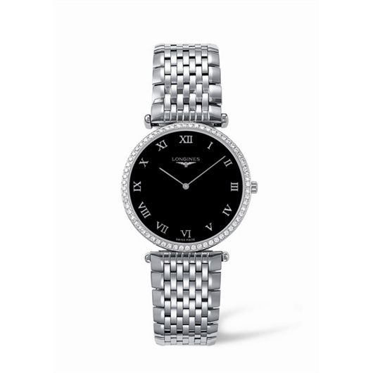 Longines L4.741.0.51.6 : La Grande Classique 33 Quartz Diamond Bezel Black Roman