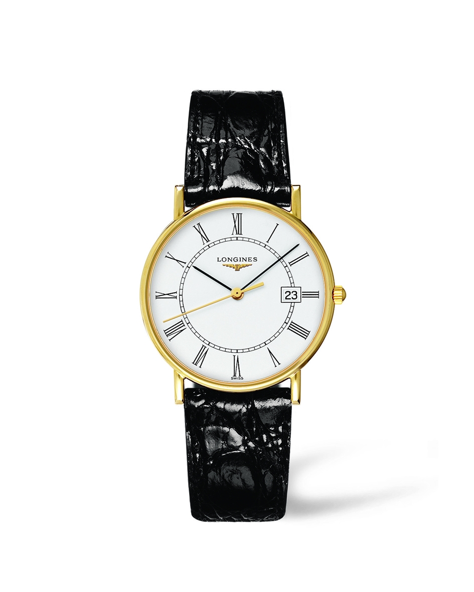 Longines L4.743.6.11.0 : Presence 33.5 Quartz Yellow Gold / White - Roman