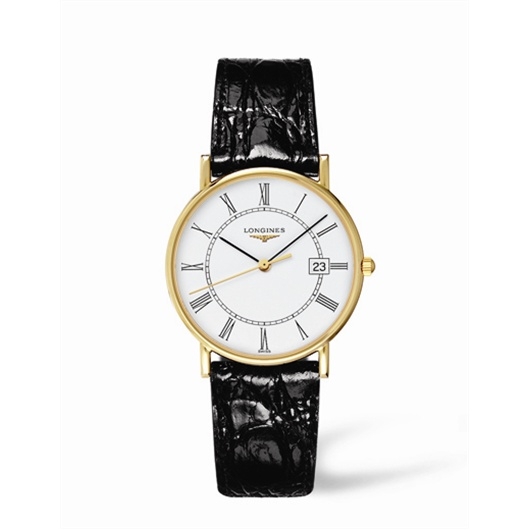 Longines L4.743.6.11.2 : Presence 33.5 Quartz Yellow Gold / White - Roman