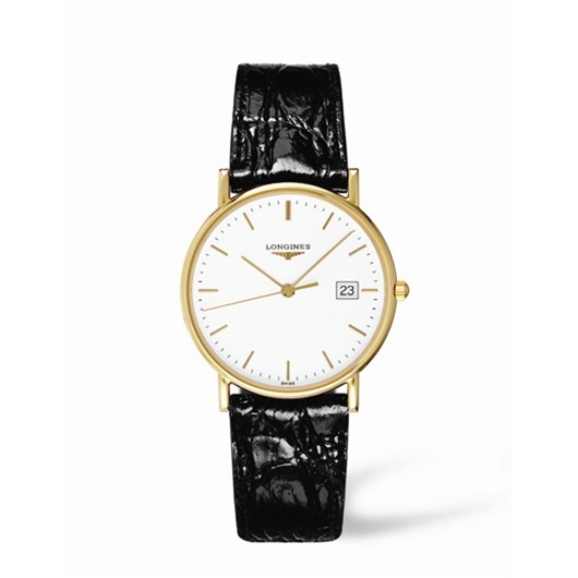 Longines L4.743.6.12.2 : Presence 33.5 Quartz Yellow Gold / White