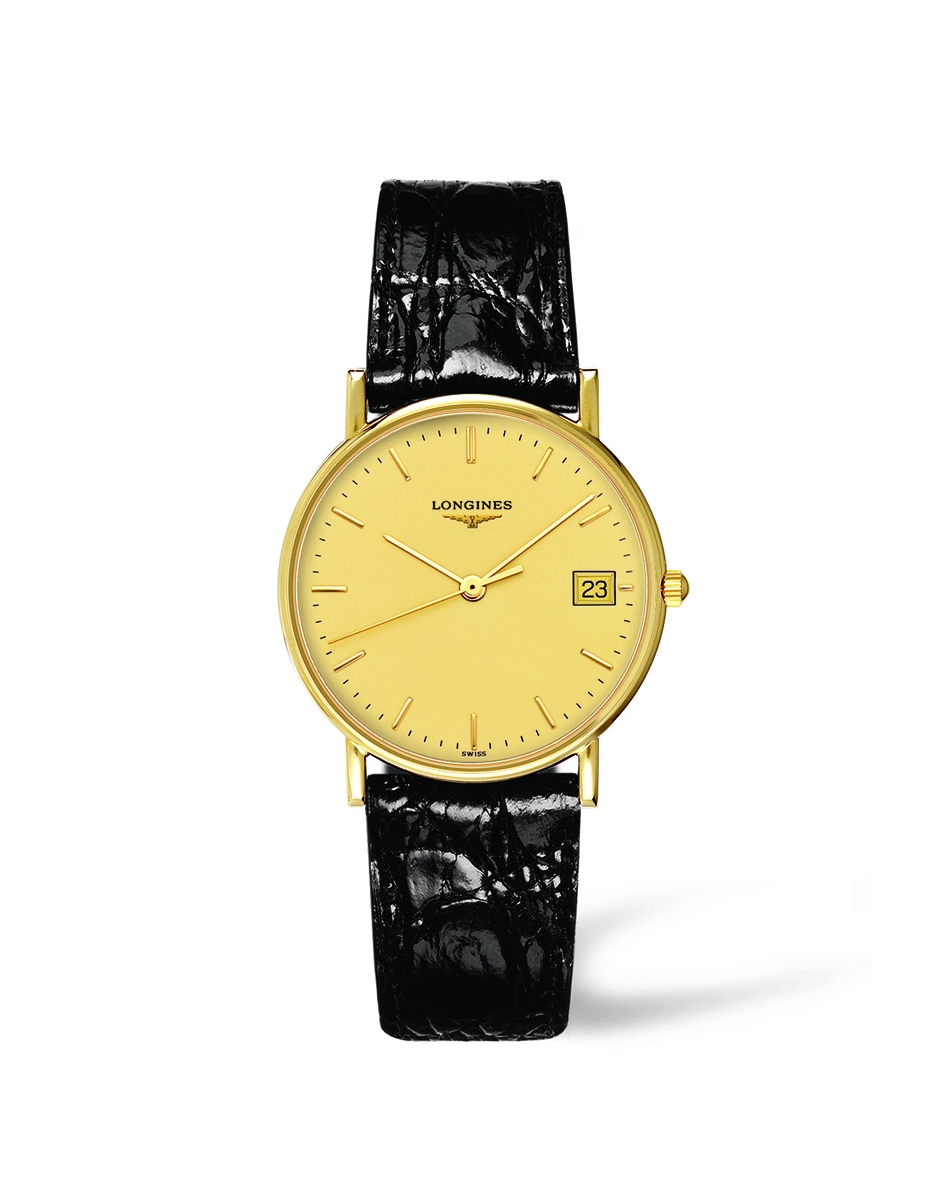 Longines L4.743.6.32.0 : Presence 33.5 Quartz Yellow Gold / Champagne