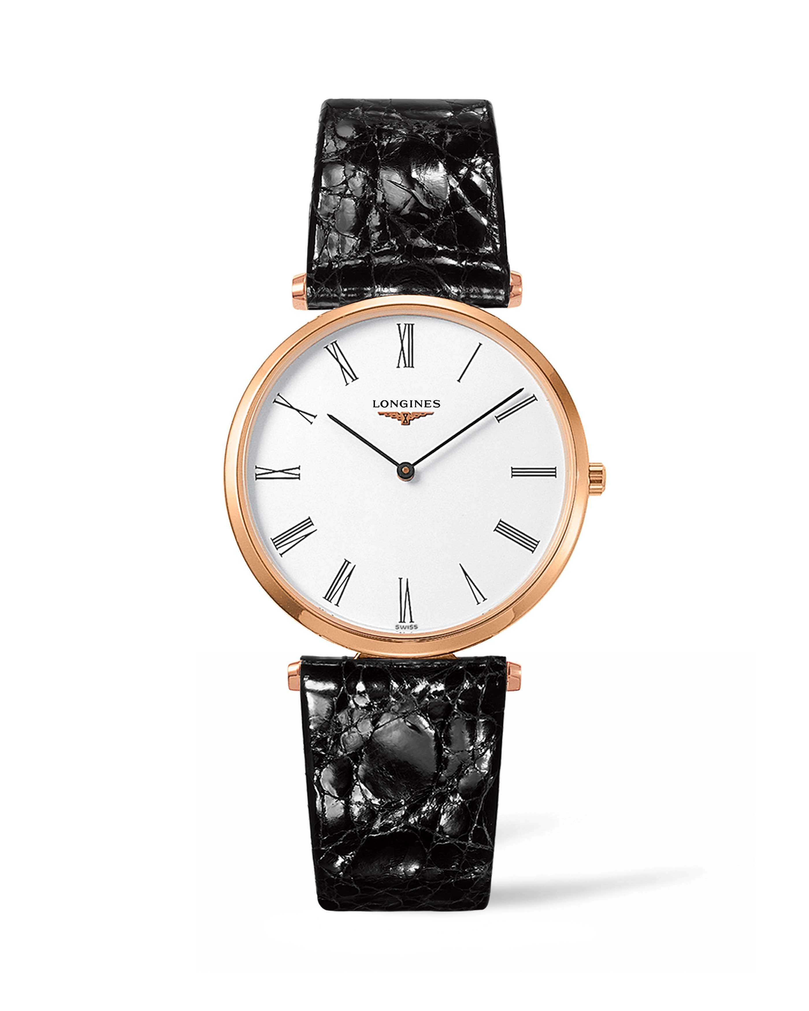 Longines L4.755.1.91.2 : La Grandes Classique Quartz 36 PVD Rose / White Roman / Strap