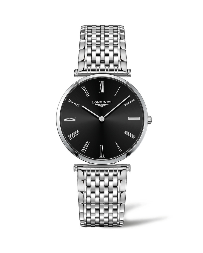 Longines L4.755.4.51.6 : La Grande Classique Quartz 36 Stainless Steel / Black - Roman / Bracelet