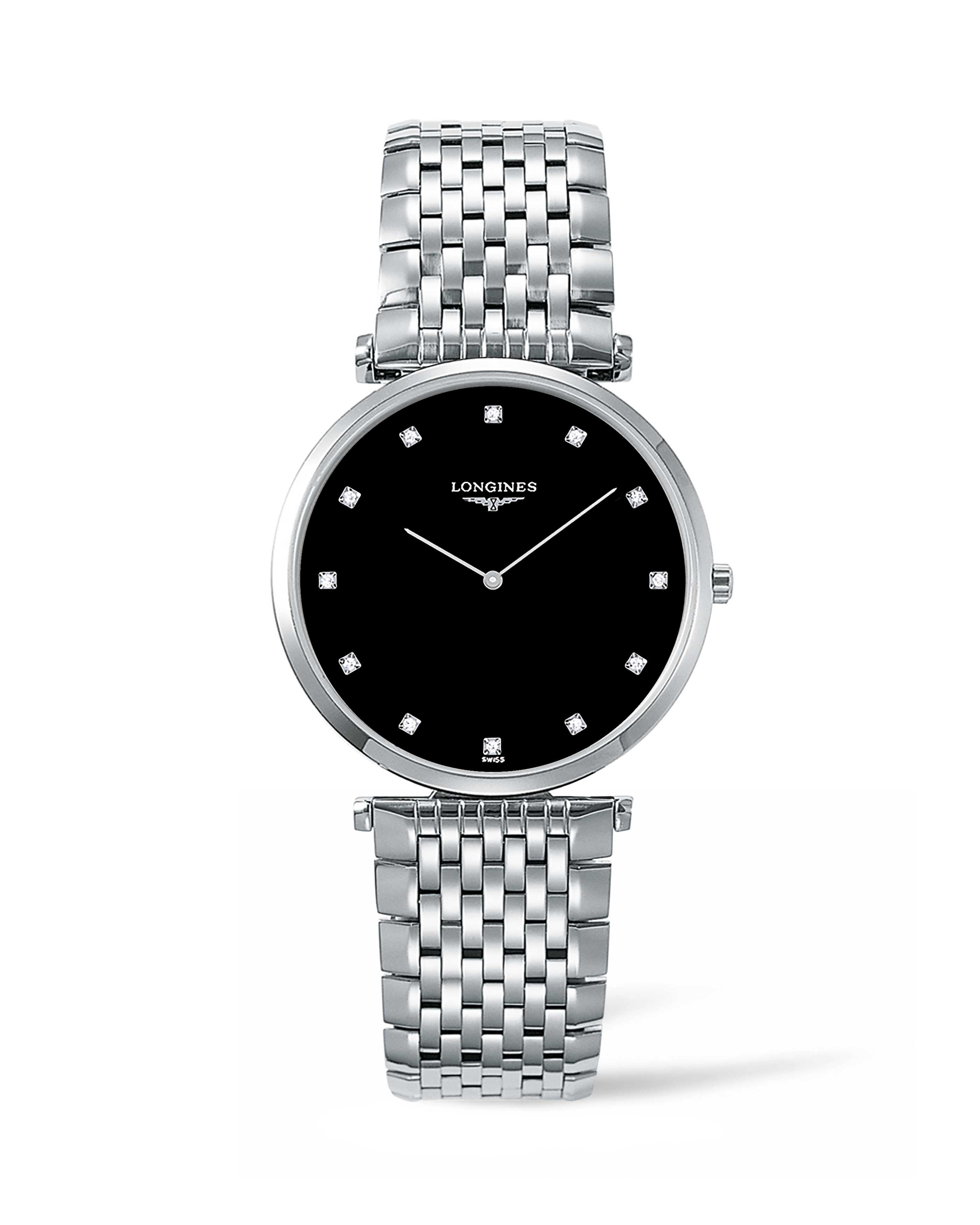 Longines L4.755.4.58.6 : La Grandes Classique Quartz 36 Stainless Steel / Black-Diamond / Bracelet