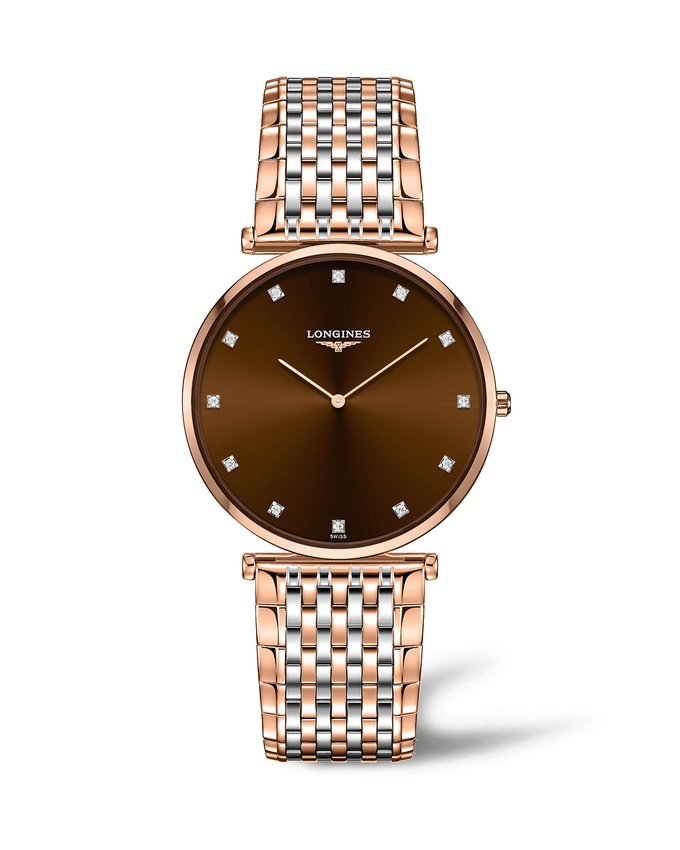 Longines L4.766.1.67.7 : La Grande Classique Quartz 37 Stainless Steel / Red Gold PVD / Brown