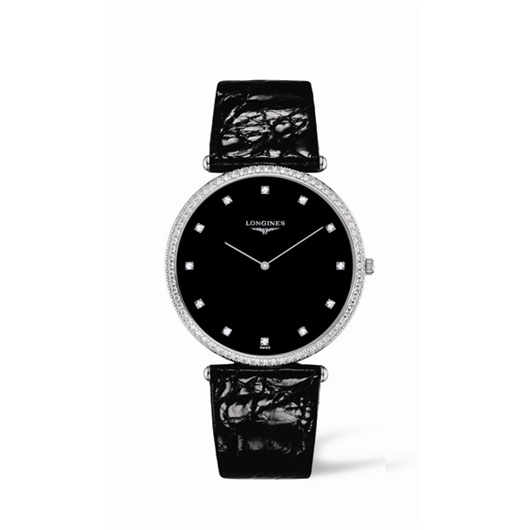 Longines L4.766.7.58.4 : La Grande Classique Quartz 37 White Gold Diamond Black