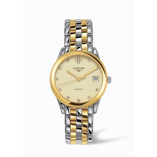 Longines L4.774.3.07.7 : Flagship 35.6 Automatic Two Tone Cream Diamond