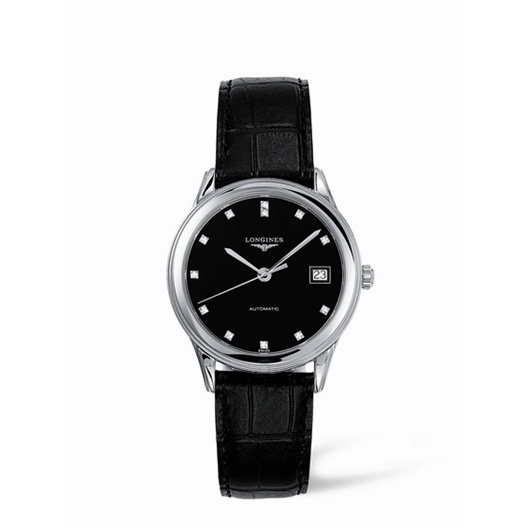 Longines L4.774.4.57.2 : Flagship 35.6 Automatic Stainless Steel Black Diamond