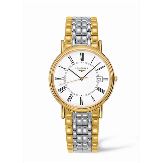 Longines L4.790.2.11.7 : Presence 38.5 Quartz PVD Gold / White - Roman / Bracelet
