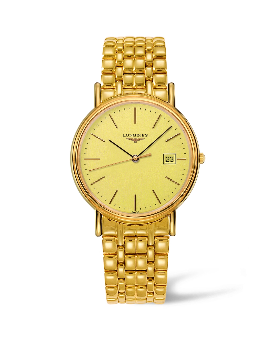 Longines L4.790.2.32.8 : Presence 38.5 Quartz PVD Gold / Champagne / Bracelet