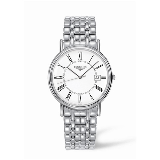 Longines L4.790.4.11.6 : Presence 38.5 Quartz Stainless Steel / White - Roman / Bracelet