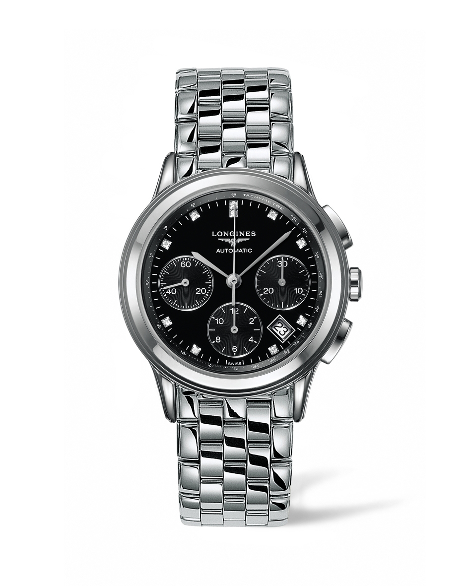 Longines L4.803.4.57.6 : Flagship Chronograph Black Diamond