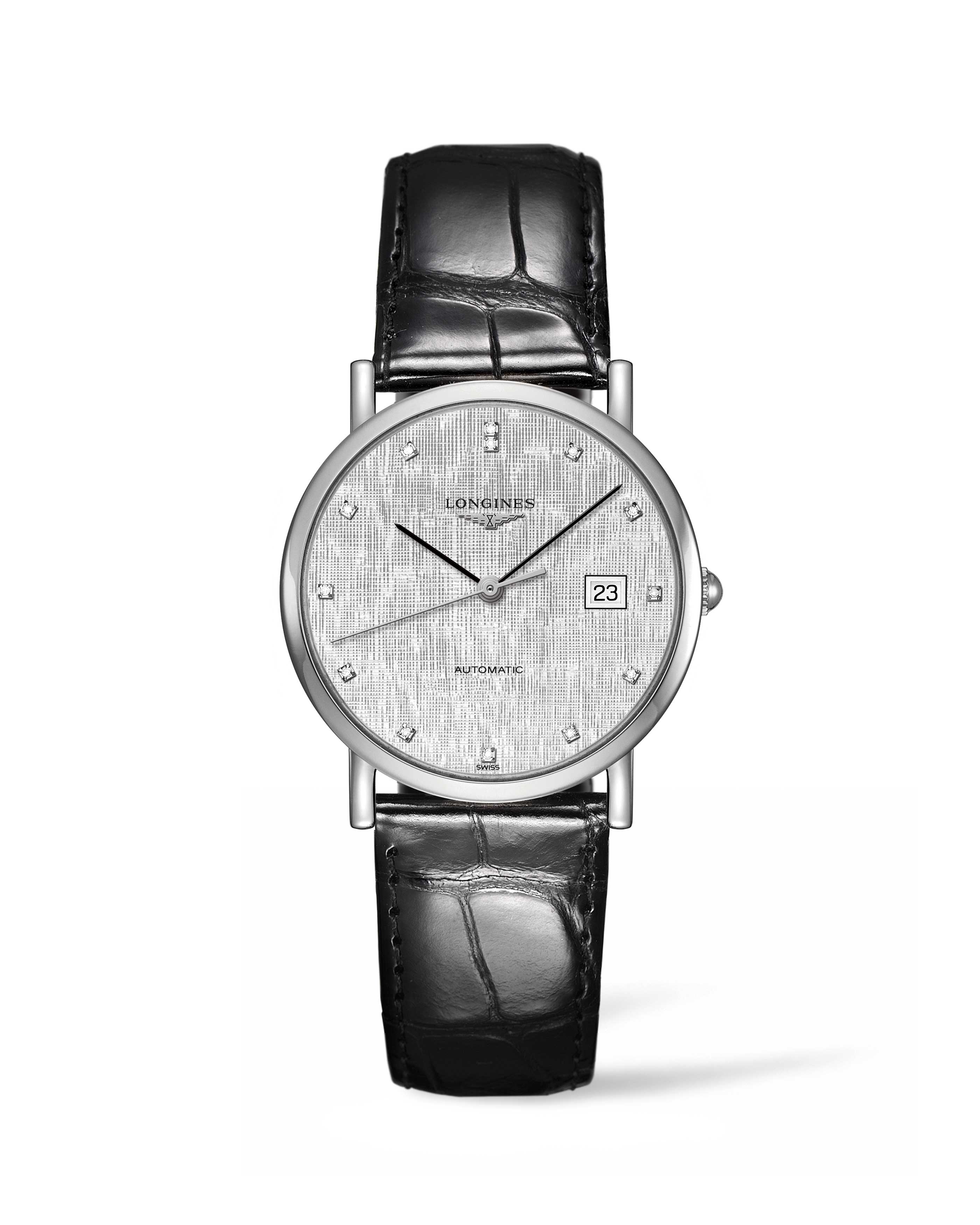 Longines L4.809.4.77.2 : Elegant Collection 34.5 Automatic Stainless Steel / Silver / Strap