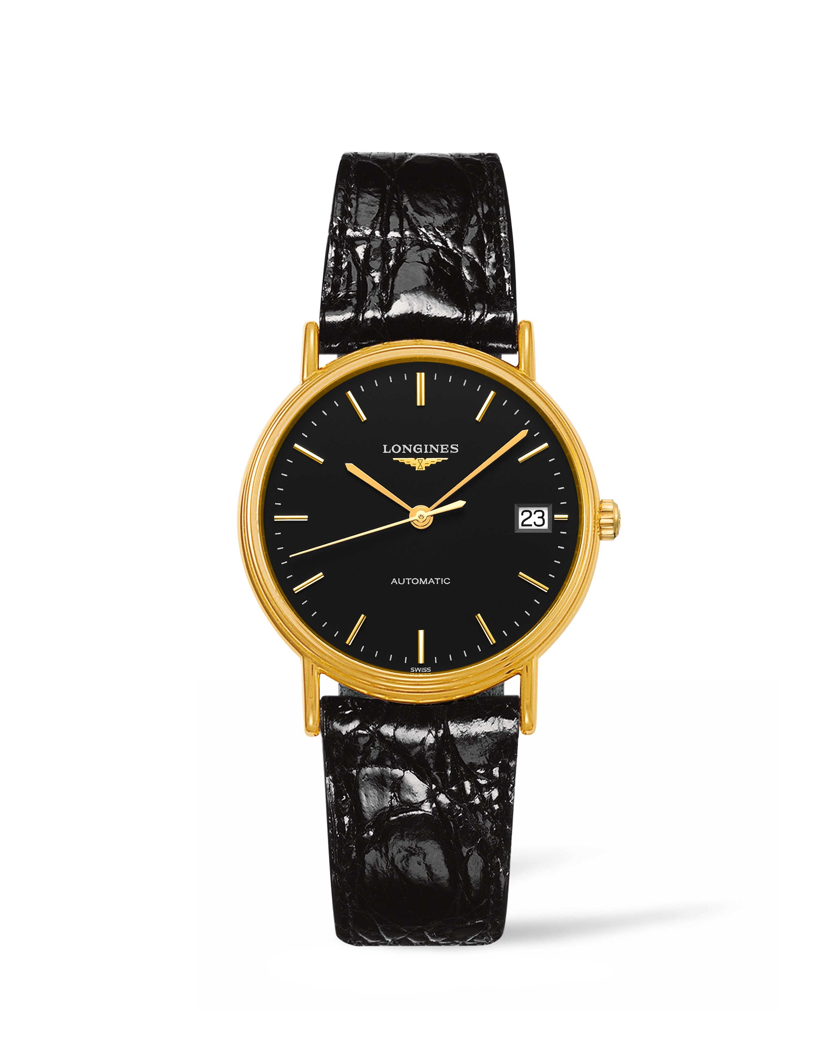 Longines L4.821.2.52.2 : Presence Automatic 34.5mm Stainless Steel / PVD Gold / Black