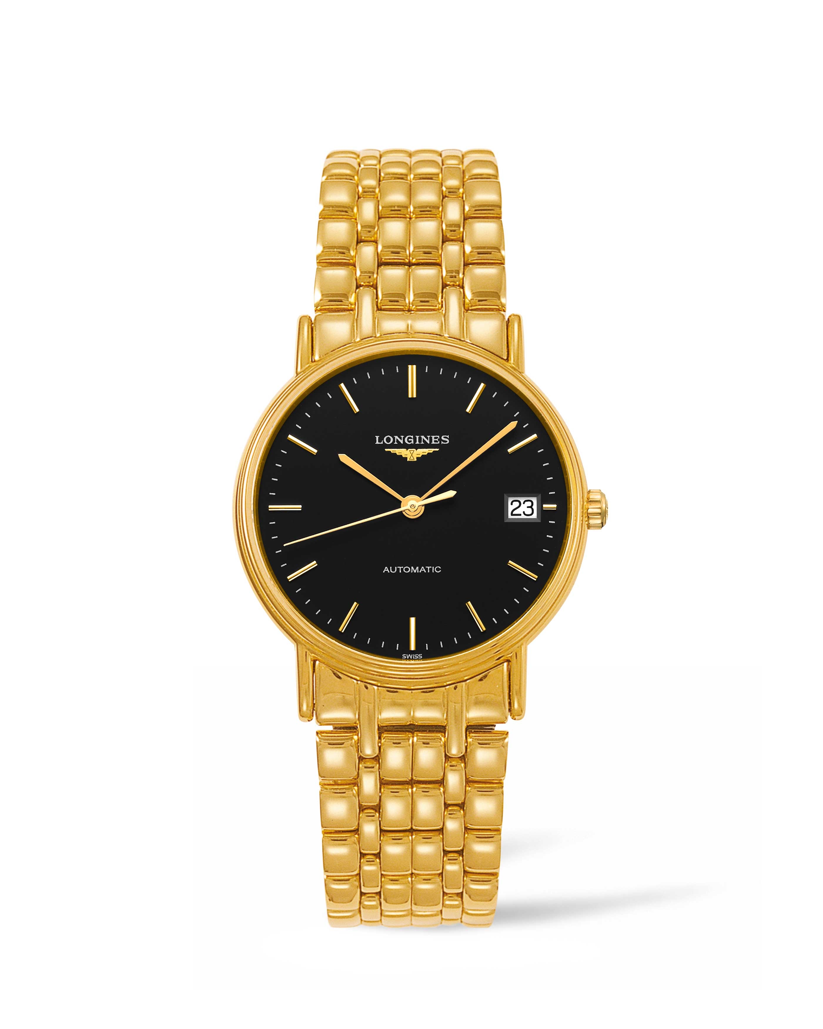 Longines L4.821.2.52.8 : Presence Automatic 34.5mm Stainless Steel / PVD Gold / Black / Bracelet