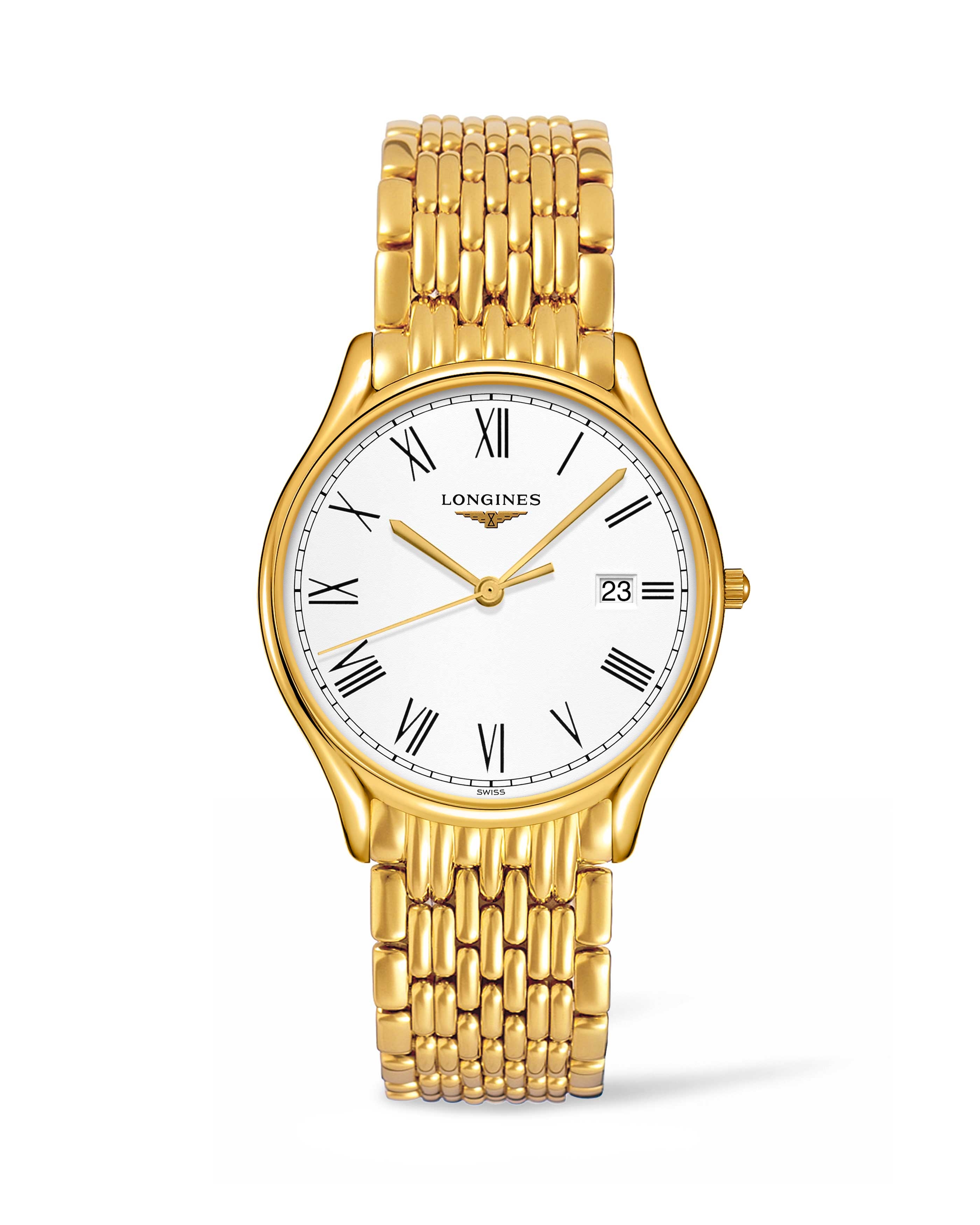 Longines L4.859.2.11.8 : Lyre Quartz 38.5mm PVD Gold / Roman / Bracelet