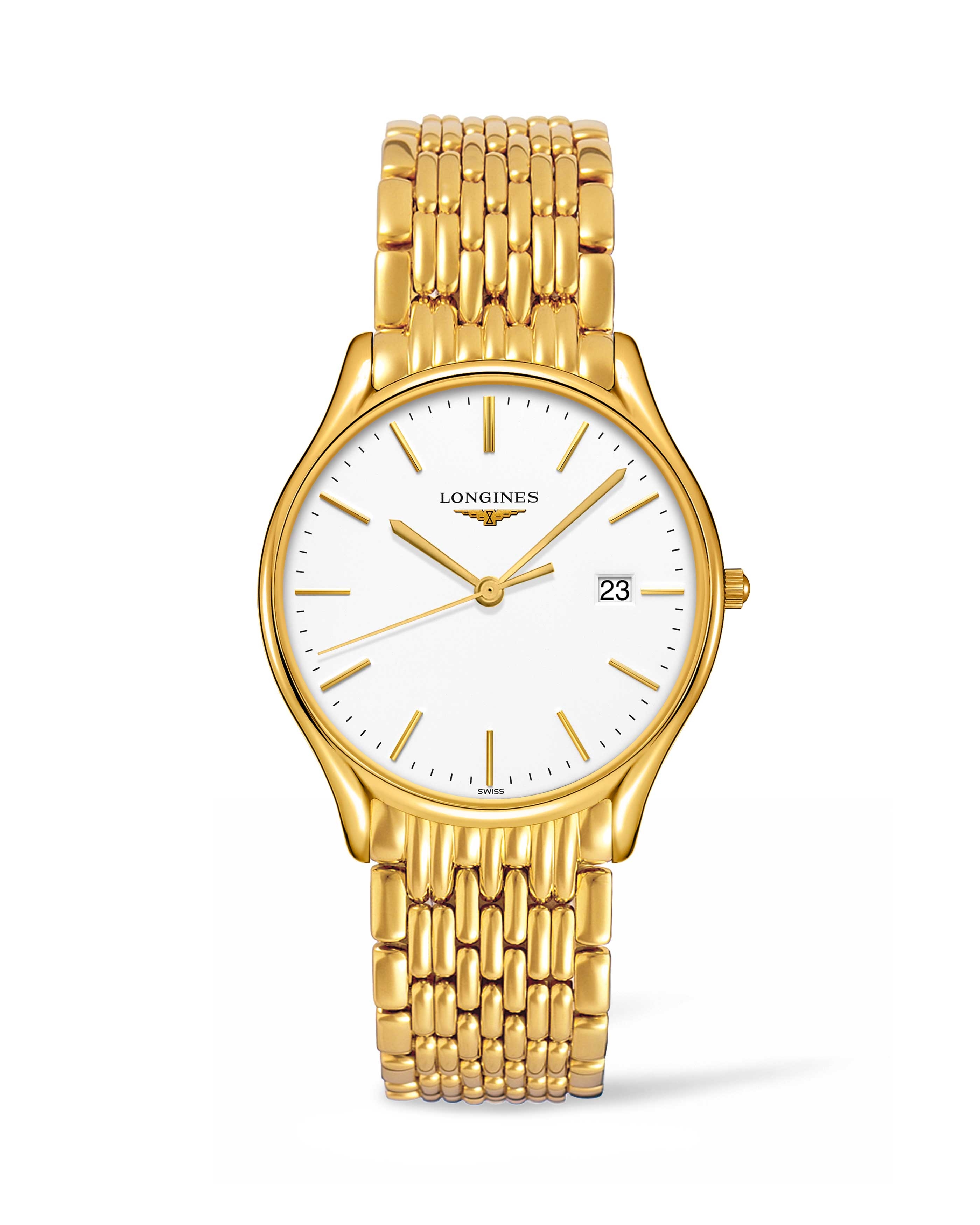 Longines L4.859.2.12.8 : Lyre Quartz 38.5mm PVD Gold / White / Bracelet