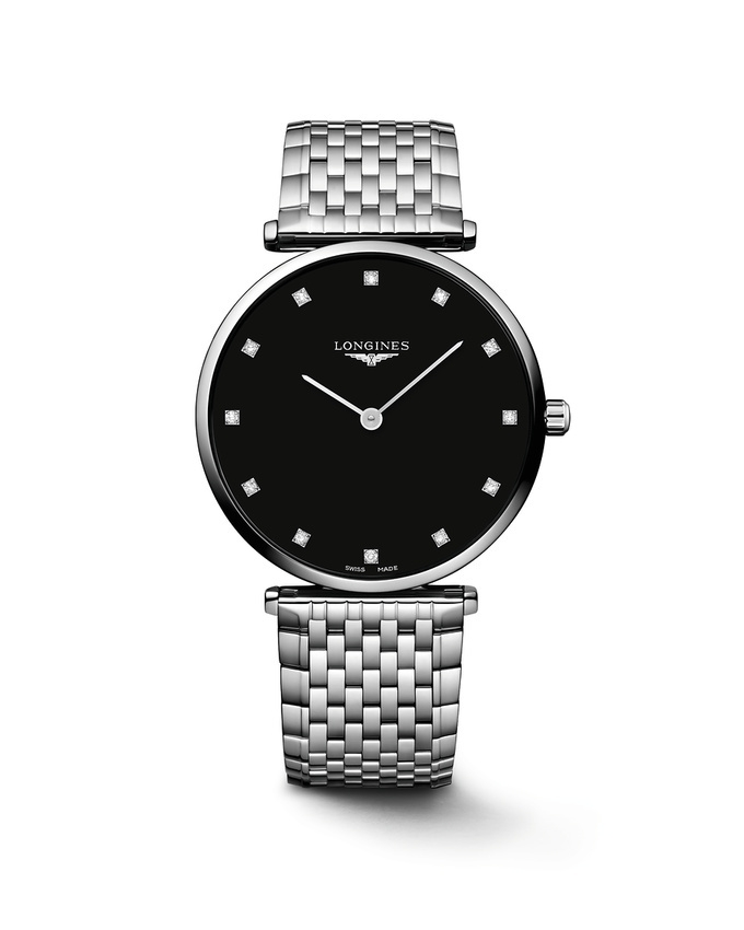 Longines L4.866.4.58.6 : La Grande Classique 38 Stainless Steel / Black - Diamond / Bracelet