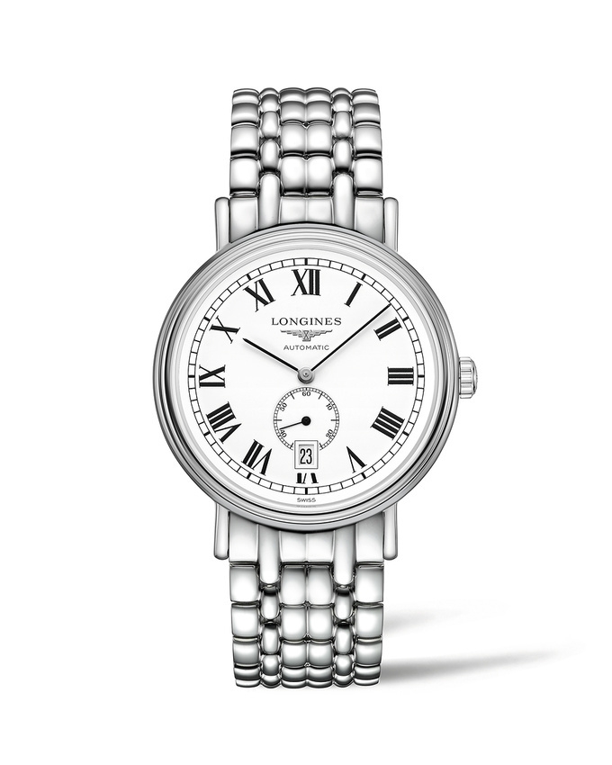 Longines L4.905.4.11.6 : Presence 40 Small Seconds Stainless Steel / White - Roman / Bracelet