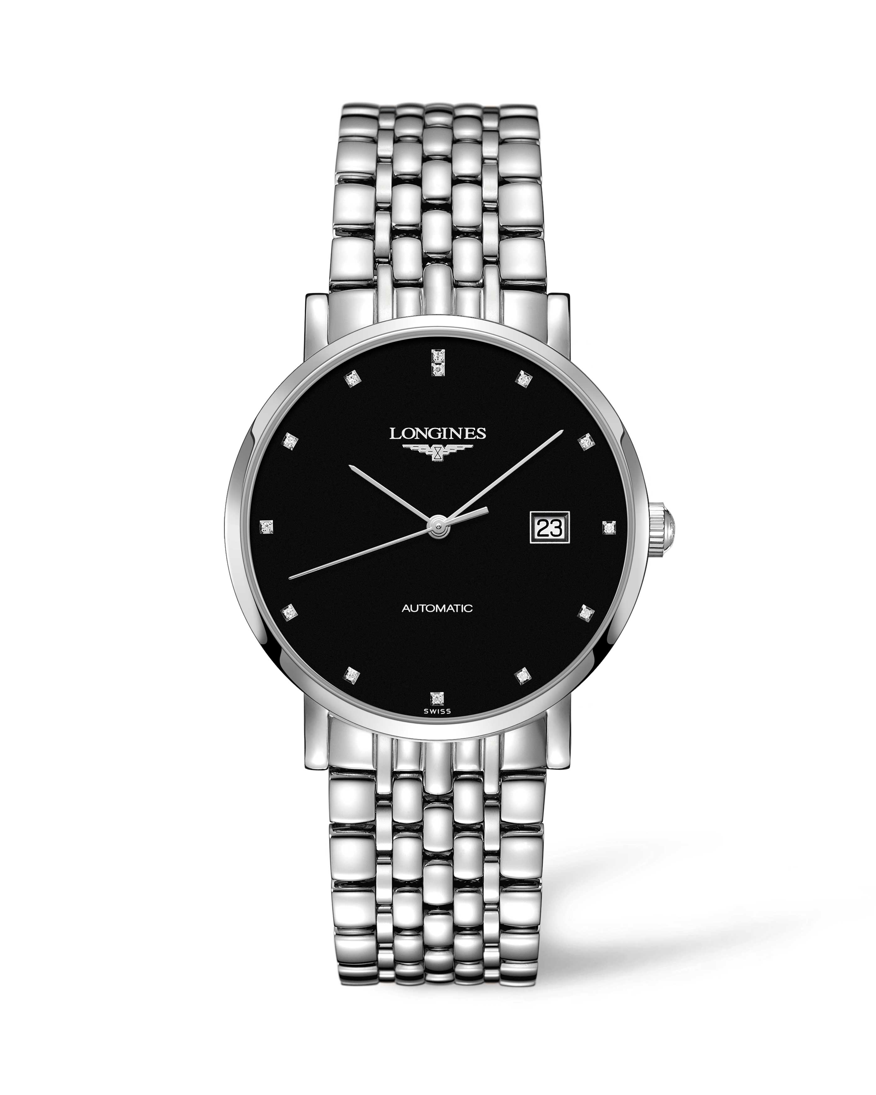 Longines L4.910.4.57.6 : Elegant Collection Automatic 39 Stainless Steel / Black / Bracelet