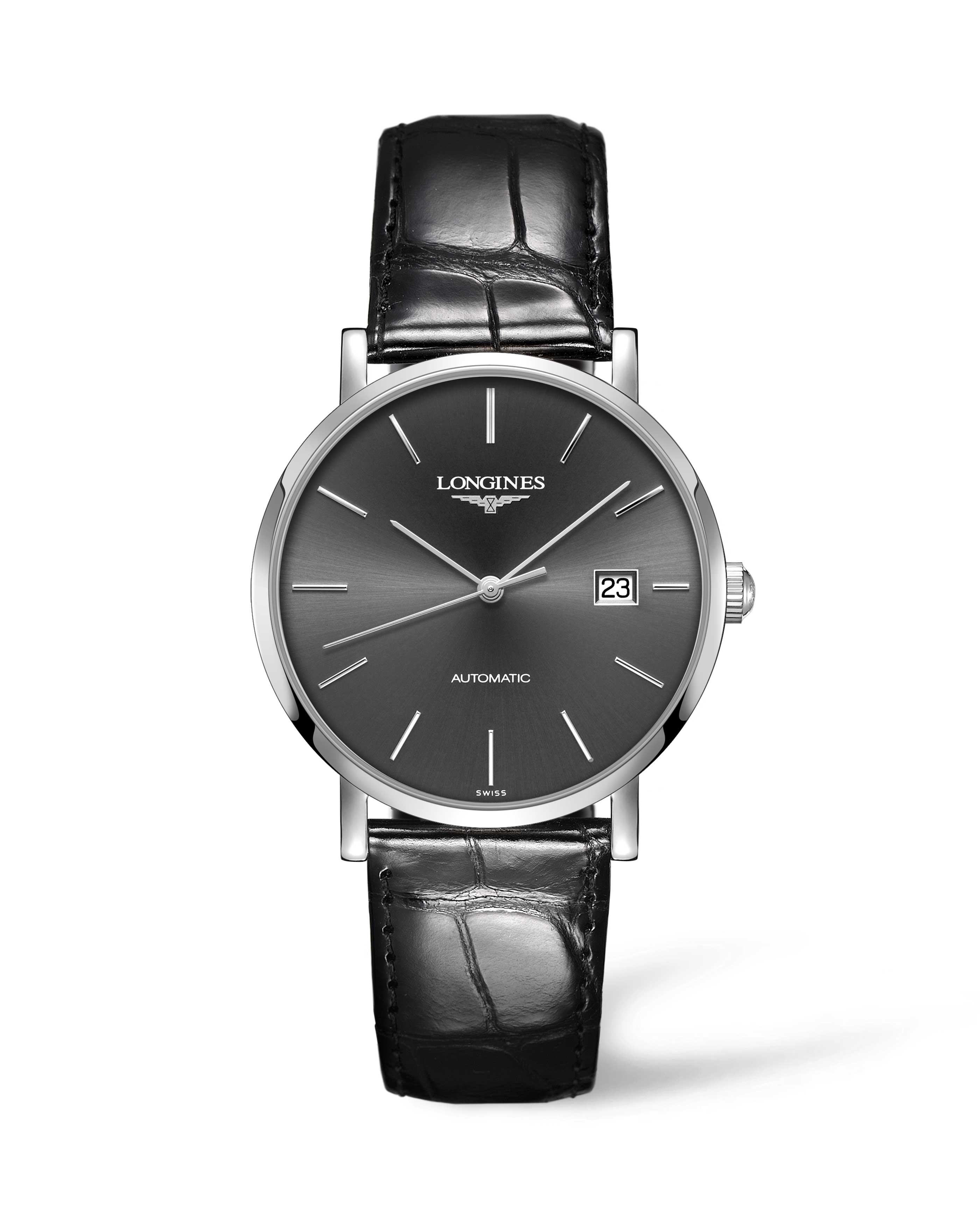 Longines L4.910.4.72.2 : Elegant Collection Automatic 39 Stainless Steel / Grey / Strap