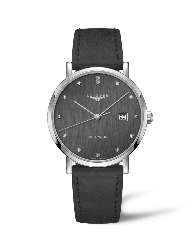 Longines L4.911.4.78.2 : Elegant Collection Automatic 41 Stainless Steel / Anthracite - Diamond